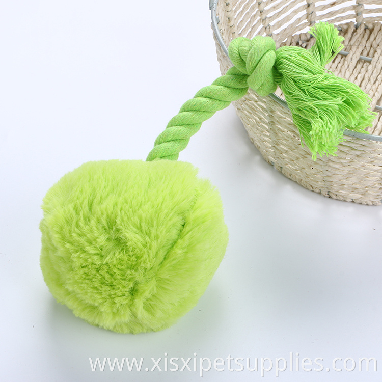 different color plush ball with rope interactive toy for dog